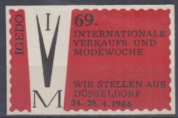 GERMANY 1966 Düsseldorf ⁕ IGEDO 69. Int. VERKAUFS Und MODEWOCHE ⁕ MNH Label - Cinderella Advertising Vignette - Erinnophilie