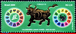 Ref. BR-3066 BRAZIL 2009 NEW YEAR, YEAR OF THE OX, CATTLE,, ANIMALS, FAUNA, MNH 1V Sc# 3066 - Vaches