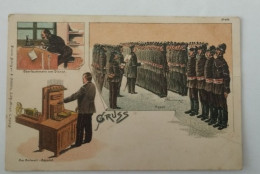 Feuerwehr, Alte Lithographie,Lithographie, Oberfeuermann, Appell, Apparat, Fire Department, 1900 - Bombero