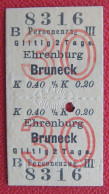 Fahrschein III Klasse Für Die Kurzstrecke Ehrenburg - Bruneck  1910 Der K.K. Priv. Südbahn - Europa