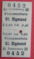 Fahrschein Von Franzensfeste Nach St. Sigmund 1910 Personenzug III Klasse Der K.k. Priv. Südbahn - Europa