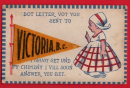 CANADA    B C VICTORIA  DUTCH GIRL FLAG   APPLIQUE + DOMINION EXHIBITION CANCEL   1914 - Victoria