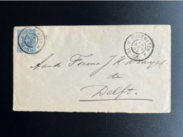 NETHERLANDS 1896 LETTER OUDEWATER TO DELFT 14-11-1896 NEDERLAND - Lettres & Documents
