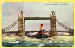 Ship Under Tower Bridge On The River Thames, London - Tugboats