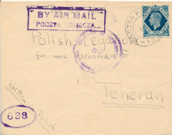 BF0101 / PALESTINE - 1944 , POCZTA POLOWA , Brief An Die Polnische Legation (Gesandschaft) In Teheran - Governo Di Londra (esilio)