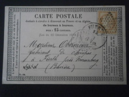 FRANCE LETTRE ENVELOPPE ENTIER POSTAL CARTE PRECURSEUR PARIS SEINE FURTH BAVIERE CERES DENTELE TARIF ETRANGER - Precursor Cards