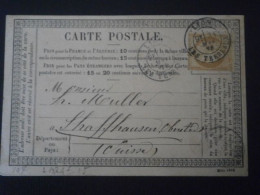 FRANCE LETTRE ENVELOPPE ENTIER POSTAL CARTE PRECURSEUR LYON RHONE SHAFFHAUSEN SUISSE CERES DENTELE TARIF ETRANGER - Vorläufer