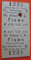Fahrkarte Für Personenzug 3. Klasse Von St. Peter I. K. Nach Fiume 1913 - Europe