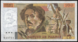 France 100 Francs 1981 ''Delacroix'' XF+ Banknote - 100 F 1978-1995 ''Delacroix''