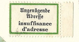 Etiquette Postale  Ancienne   France -   Insuffisante  D'adresse - Allemagne  Ungenugenbe  Adreffe - Altri & Non Classificati