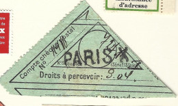 Etiquette Postale  France  Ancienne   - Droits A Percevoir - Paris - Otros & Sin Clasificación