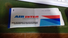 199 / BILLET AIR INTER  LIGNES AERIENNES INTERIEURES BASTIA PARIS ORLY - Andere & Zonder Classificatie