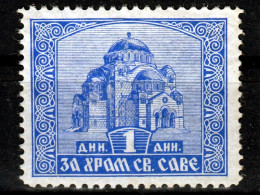 Yugoslavia 1938 ⁕ Serbian Orthodox Church, For The Temple Of Saint Sava / Additional, Charity ⁕ 1v MNH Cinderella - Beneficenza