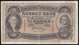 Norway 10 Kroner 1942 VF Banknote - Norvegia