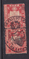 Switzerland Local Post, Vaud,  Revenue Stamps 15 Cents Red, Pair Good Used / Has A Stain. - 1843-1852 Federal & Cantonal Stamps