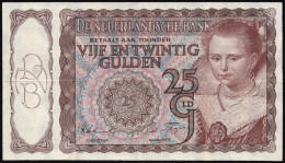 Netherlands 25 Gulden 1944 VF Banknote - 25 Gulden