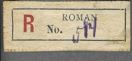 Recepisse  Ancien   De Lettre Recommandee   -  Roumanie - Roman - Altri & Non Classificati