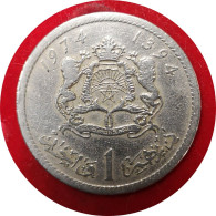 Monnaie Maroc - 1974  (1394) - 1 Dirham Hassan II 2e Effigie, Légende Modifiée - Maroc