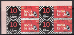 Block Of 4, My Stamp 2023, Uber India, Mobility Transport Ride, Technology Auto Travel App, Car, Automobile, Map,  - Blocks & Kleinbögen