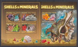 Maldives 2017 - COQUILLAGES Et MINERAUX- Amethyst,Morula Uva,Aquamarine Etc - B.F. + Bloc - MNH - Minerals