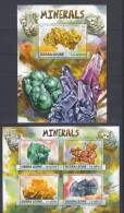 Sierra Leone 2017 - MINERAUX - Or,Fluorite,Copper,Dioptase Etc - B.F. + Bloc - MNH - Minerals