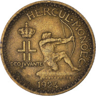 Monnaie, Monaco, Louis II, Franc, 1924, Poissy, TB+, Bronze-Aluminium - 1922-1949 Louis II.