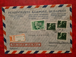 LETTRE 1949 RECOMMANDE BUDAPEST POUR WISSEMBOURG ENTETE PENZINTEZETI KOZPONT INSTITUT CENTRAL FINANCIERES - Briefe U. Dokumente