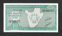 Burundi - Banconota Non Circolata FdS UNC Da 10 Franchi P-33e.2 - 2007 #19 - Burundi