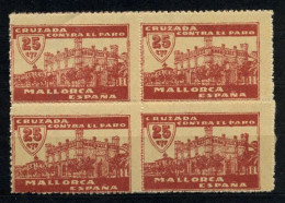 BALEARES , EMISIONES LOCALES , FESOFI Nº 54 ** , MALLORCA , CRUZADA CONTRA EL PARO , BLOQUE DE 4 - Spanish Civil War Labels