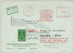 Finnland / Finland 1963, Luftpostbrief EMA Keskus Keskustassa Helsinki Helsingfors - Lyss (Schweiz), Parlamentsgebäude - Lettres & Documents