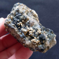 #W51 - Cristalli Nero-blu QUARZO 'beta' Con Rose Di Barite (Modena, Italia) - Minéraux