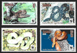 ANIMALS Samoa 2015 MNH Full Set Snakes WWF Reptiles PACIFIC TREE BOA Fauna Oceania Luxe Stamps Mi.# 1222-1225 - Snakes