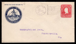 U.S.A.(1903) Windmill. Coffee. 2 Cent Illustrated Postal Stationery With Flag Cancel. "E.D. Keyes & Company, Dutch Roast - Mühlen