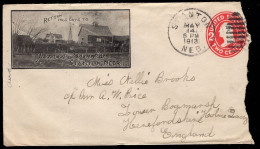 U.S.A.(1913) Windmill. 2 Cent Postal Stationery With Photographic Illustration. "James Brooks, Stanton, Nebraska." Rough - Mühlen