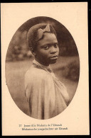 RUANDA URUNDI(1928) Young Muhutu Woman. Illustrated Postal Card Of Belgian Congo Overprinted For Use In Ruanda-Urundi. S - Entiers Postaux