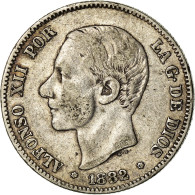 Monnaie, Espagne, Alfonso XII, 2 Pesetas, 1882, Madrid, TTB, Argent, KM:678.2 - Erstausgaben