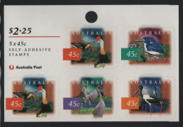 Australia 1996-99 MNH Sc 1539h 45c Jacuna, Kingfisher, Brolga, Jabiru Booklet Of 5 - Booklets