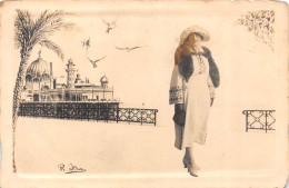 Carte Photo Dessin R. ITRA  Casino De NICE-06-Alpes Maritimes Photo Montage Femme Chapeau MODE-Photo 2 BPA-Reuil - Photographie