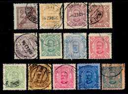 ! ! St. Thomas - 1893 King Carlos (Complete Set) - Af. 30 To 42 - Used (cb 157) - St. Thomas & Prince