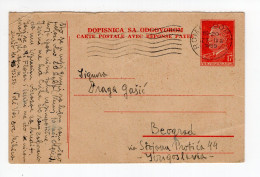 1959. YUGOSLAVIA,17 DIN. TITO STATIONERY CARD,REPLY PART USED FROM ROME TO BELGRADE - Entiers Postaux