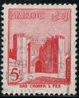 Maroc 1955 Yv. N°349 - 5f Rouge Bab-el-Chorfa à Fès  - Oblitéré - Usados