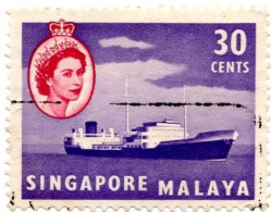 SINGAPORE - MALAYA - 1955 - Regina Elisabetta II - Navi _usato - Singapur (...-1959)