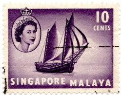 SINGAPORE - MALAYA - 1955 - Regina Elisabetta II - Navi _usato - Singapur (...-1959)