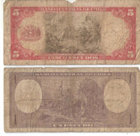 2 Billets De Banque Anciens/Banco Central De CHILE/ 1964    BILL286 - Cile