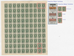 Egypt 1948 Postage Due OVPT Palestine 6 Mill 100 Stamp Full Sheet All Varieties & Print Errors Scott NJ03 - Bahrain (...-1965)