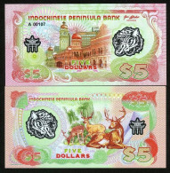 Indochinese Peninsula $5, 2021, Clear Window Polymer - Deer, Sultan Abdul Samad - Autres & Non Classés