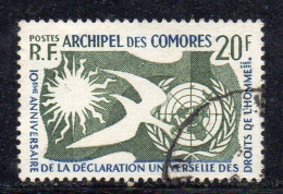 MONK694 - COMORE COMORES 1958,  Yvert N. 15 Usato Dichiarazione - Usados