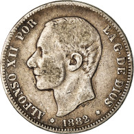 Espagne, Alfonso XII, 2 Pesetas, 1882, Madrid, Argent, TB, KM:678.2 - Erstausgaben