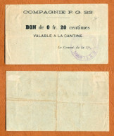 1918-1918 // P.O.W. // CALAIS // 23 ème Compagnie De Prisonniers De Guerre // 20 Centimes - Bonds & Basic Needs