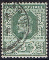 CEYLON 1904 KEDVII 3c Green SG278 Used - Ceylon (...-1947)